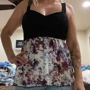 Maurices black and floral tank top